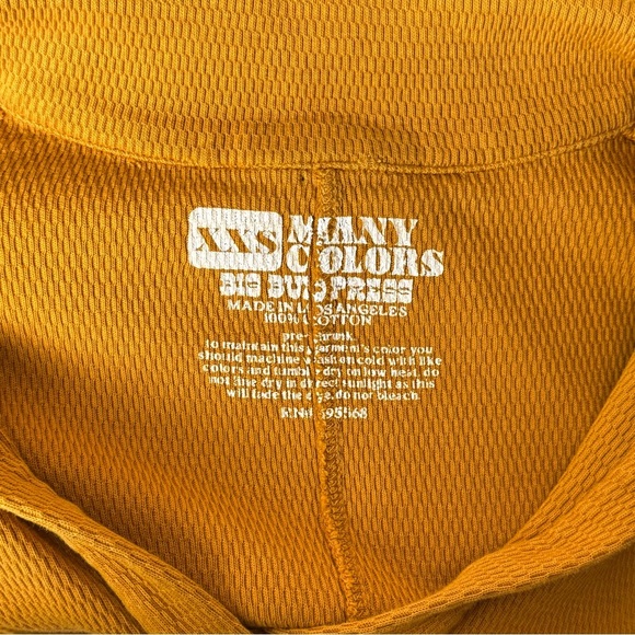 BIG BUD PRESS 70s Mustard Long Sleeve Cotton Collared Thermal Fisherman Polo XXS - Picture 12 of 13